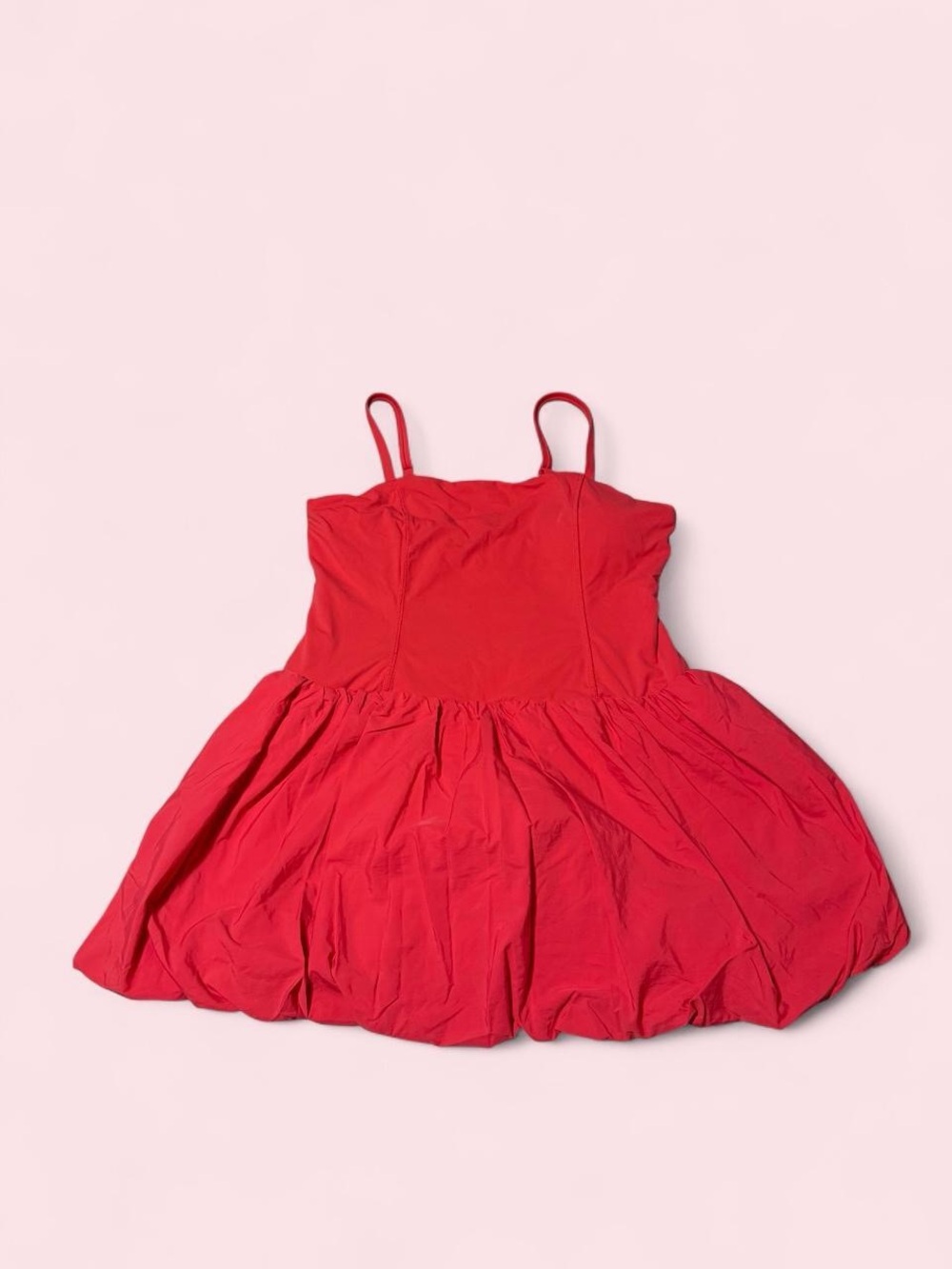 JoyLab Pink Spaghetti-Strap Bubble Mini Dress